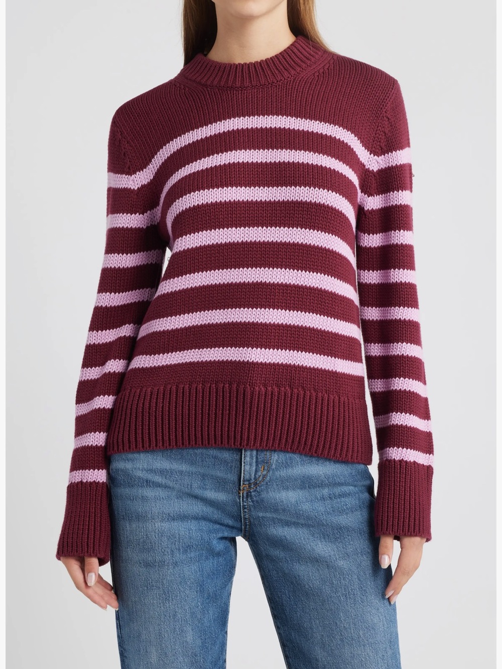 RAILS Alise Stripe Crewneck Sweater Mulberry Stripe Size Medium